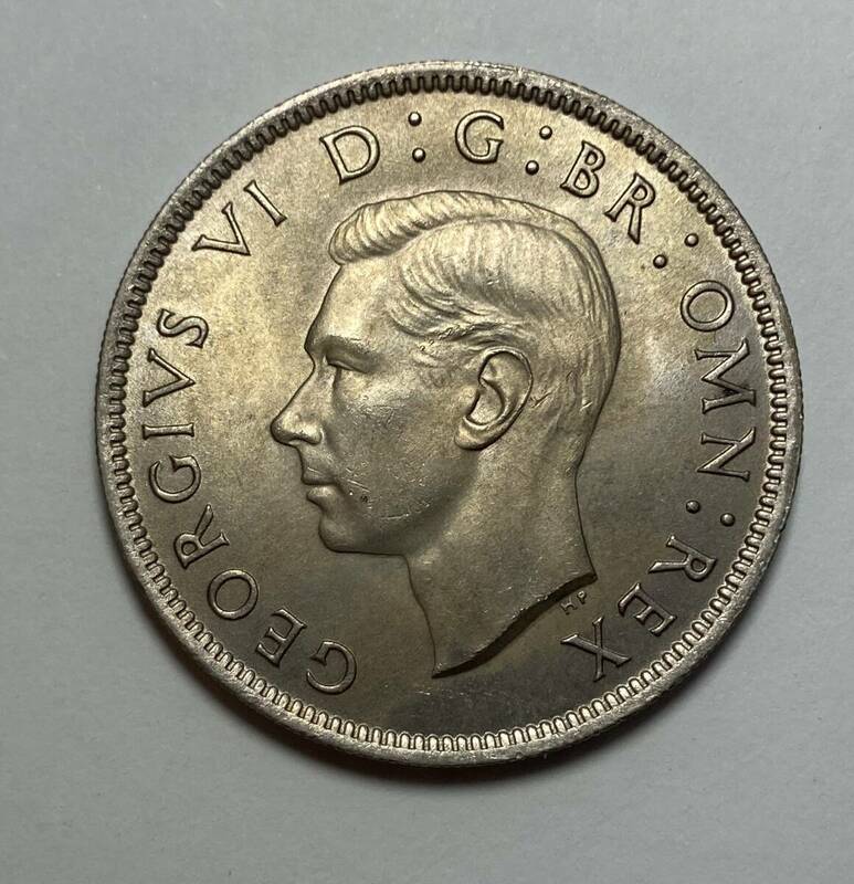 １円スタート! ・イギリス 1947年 2 シリング 白銅貨 ジョージ6世・アンティーク コイン