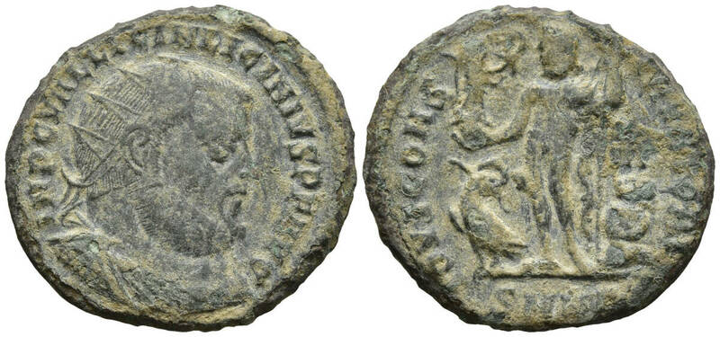 １円スタート! ・古代ローマコイン　帝政期　リキニウス　( 308-324 AD)　 フォリス 青銅貨 リキニウス/ユーピテル・アンティーク コイン