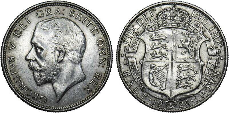 １円スタート! ・イギリス 1926年 1/2クラウン 銀貨 ジョージ5世・アンティーク コイン