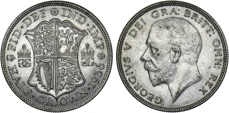 １円スタート! ・イギリス 1936年 1/2クラウン 銀貨 ジョージ5世・アンティーク コイン