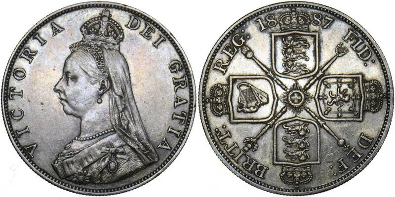 １円スタート! ・1887 イギリス 2フローリン銀貨 ビクトリア・アンティーク コイン
