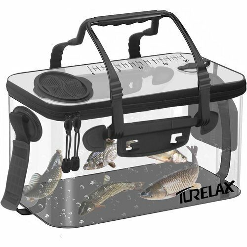 新品 TURELAX 40cm 透明 ショルダーベルト軽量 EVA素材 め底 30cm 透明 バケツ 釣り バッカン 57