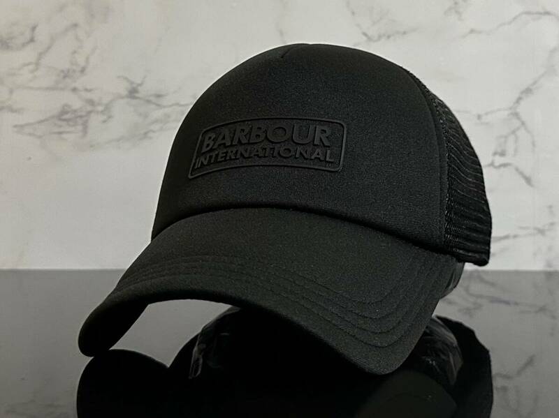 【未使用品】29A★Barbour バブアー トラッカー キャップ 帽子 CAP クールなブラックのメッシュ素材とウレタン素材《FREEサイズ》