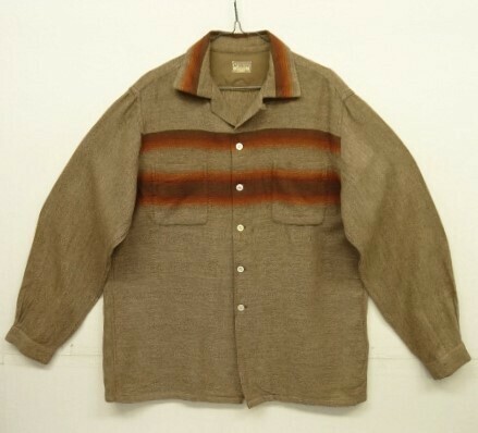 50s ヴィンテージ USA製 McGREGOR マクレガー ウール 長袖 オープンカラーシャツ ブラウン VINTAGE 50年代 アメリカ製