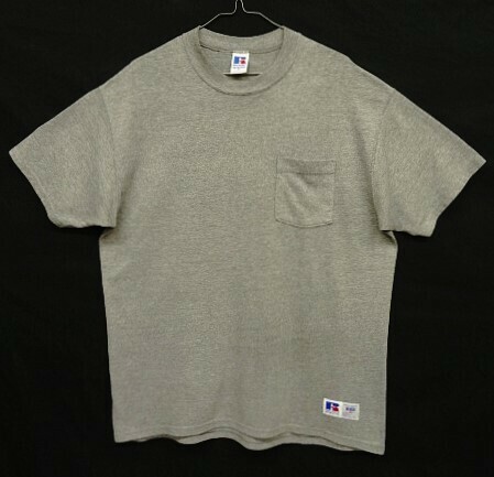 90s ヴィンテージ USA製 RUSSELL ATHLETIC HIGH COTTON ポケット付き 半袖 Tシャツ ヘザーグレー VINTAGE 90年代 アメリカ製