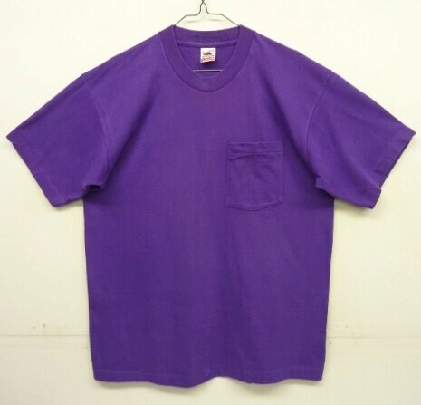 90s ヴィンテージ USA製 FRUIT OF THE LOOM シングルステッチ 耳付きポケット 半袖 Tシャツ グレープ VINTAGE 90年代 アメリカ製