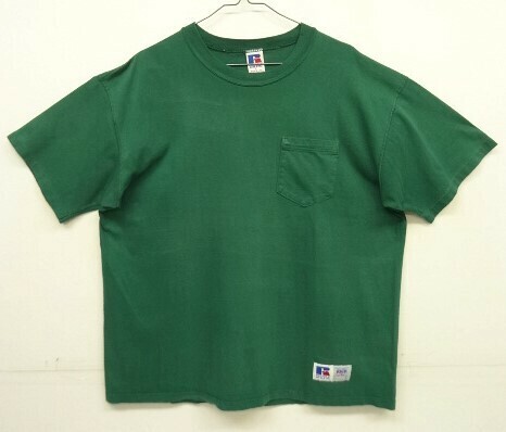 90s ヴィンテージ USA製 RUSSELL ATHLETIC HIGH COTTON ポケット付き 半袖 Tシャツ グリーン VINTAGE 90年代 アメリカ製