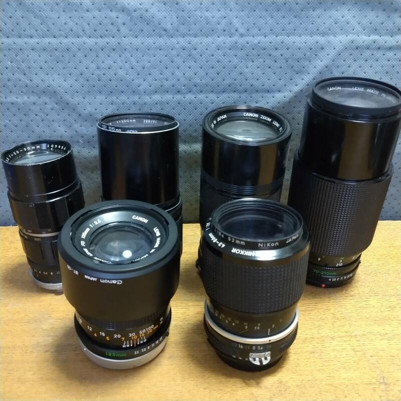 ★各種 MFマニュアルフォーカスレンズ Nikon/Canon/OLYMPUS まとめて6本 ★現状渡し★