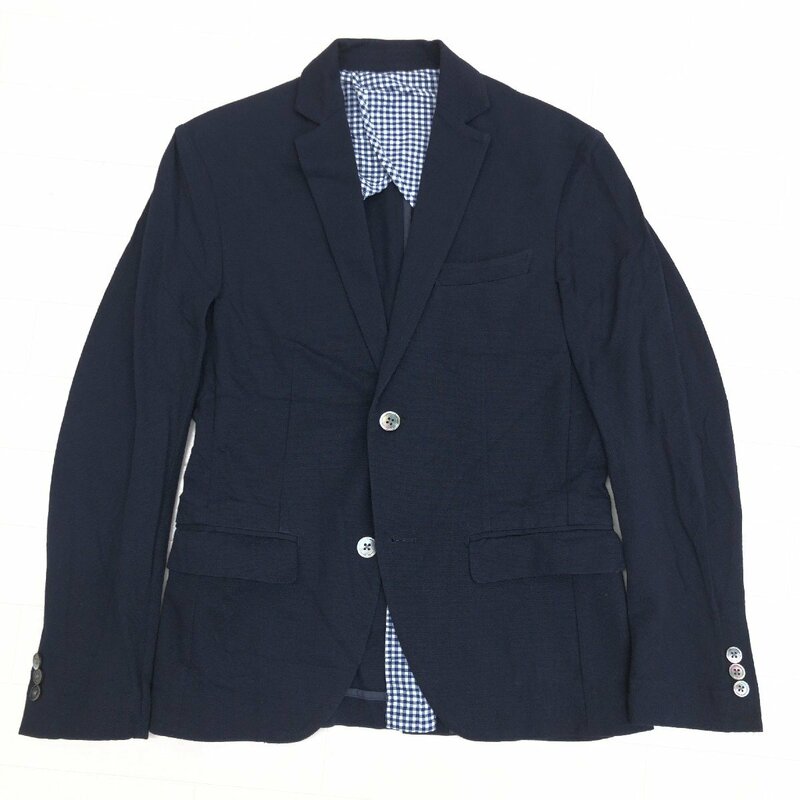 ●EDIFICE エディフィス 2B ジャージージャケット 44(S) 濃紺 ネイビーサマージャケット テーラードジャケット 春夏用 国内正規品 メンズ