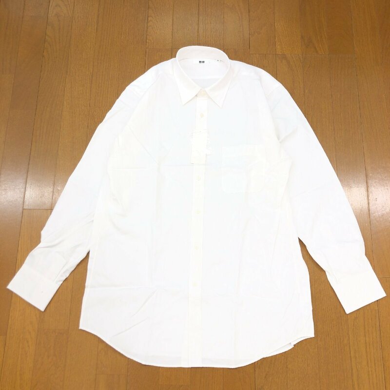 新品 UNIQLO ユニクロ 定価2,990円 ファインブロード シャツ XL 白 ホワイト 長袖 2L LL 特大 大きい ワイシャツ カッターシャツ 未使用
