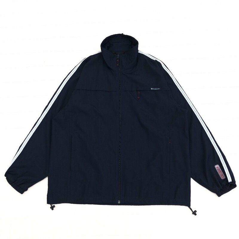 ●Champion チャンピオン ロゴワッペン 吸水速乾 ドライ ウインドブレーカー ジャケット M 濃紺 ネイビー ブルゾン ジャージ メンズ 紳士