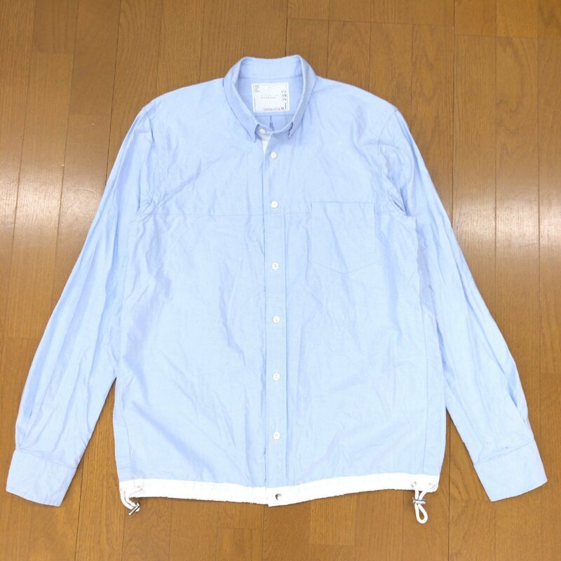 ●16SS sacai サカイ オックスフォード ドローストリングシャツ 3(L) サックスブルー 長袖 羽織り 日本製 国内正規品 メンズ 紳士