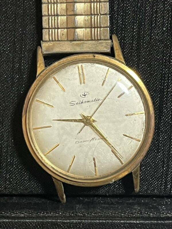 SEIKO seikomatic DIASHOCK 17石 セイコー 自動巻き 腕時計 アンティーク ベルト破損 稼働