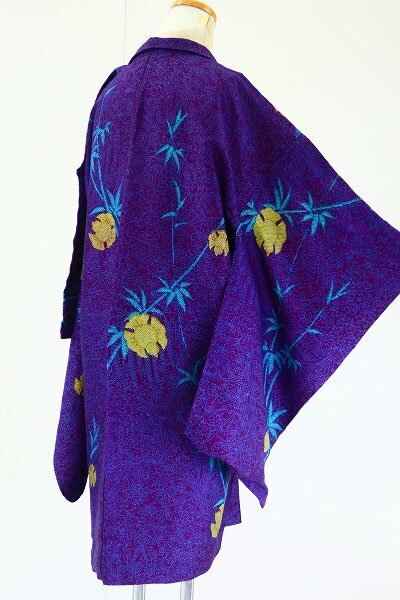 【着物フィ】アンティーク 長羽織 紫 身丈95.5cm レトロ 大正モダン 仕立て上がり 正絹 kimono 16057