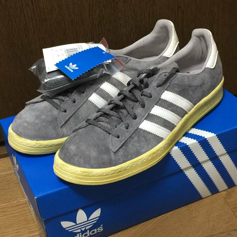 未使用 デッド adidas アディダス ミタスニーカーズ別注 2011年製 V20390 CAMPUS 80s MTA キャンパス 加工 レザー スニーカー 28 グレー