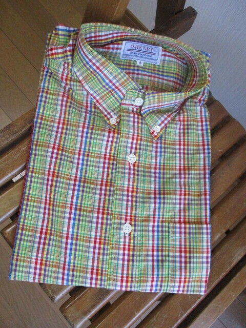 ■【新品】O.HENRY/オーヘンリー 綿100% チェック柄　長袖ボタンダウンシャツ サイズ 3/ (L) グリーンx赤青系
