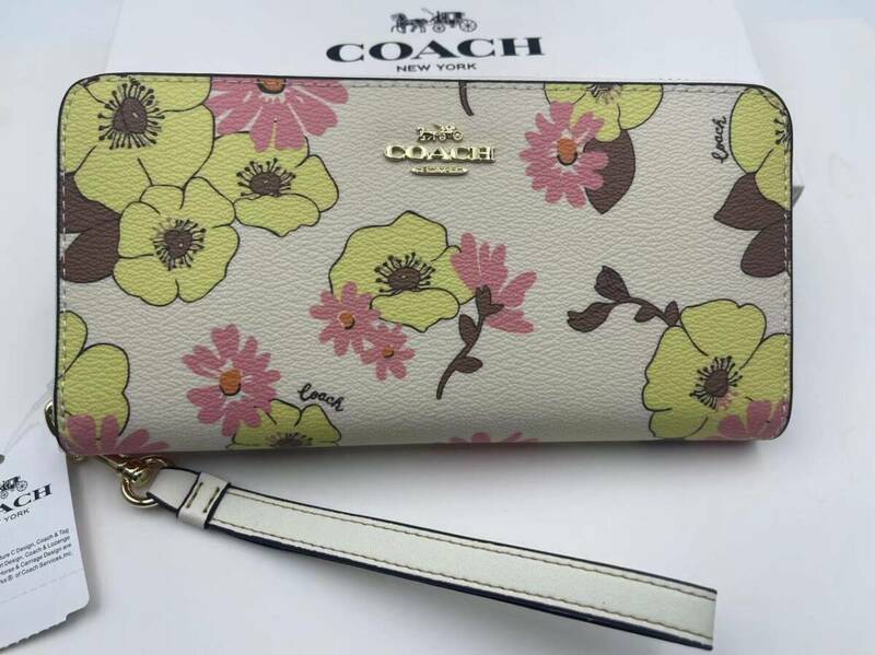 コーチ COACH 長財布 財布 シグネチャー アコーディオンラウンドジップウォレット 花柄 財布 新品 未使用 贈り物C1798 m344