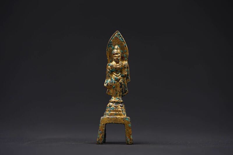 【竹華】中国古美術 仏教美術 鍍金 仏像 古銅製 時代物 藏出 古玩 骨董品 唐物