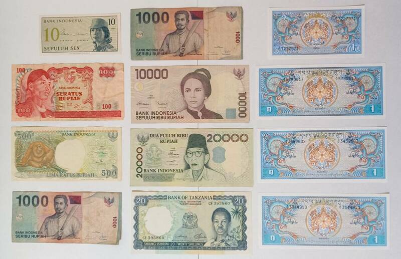 ◇紙幣　インドネシア　タンザニア　ブータン　合計12枚◇hy32
