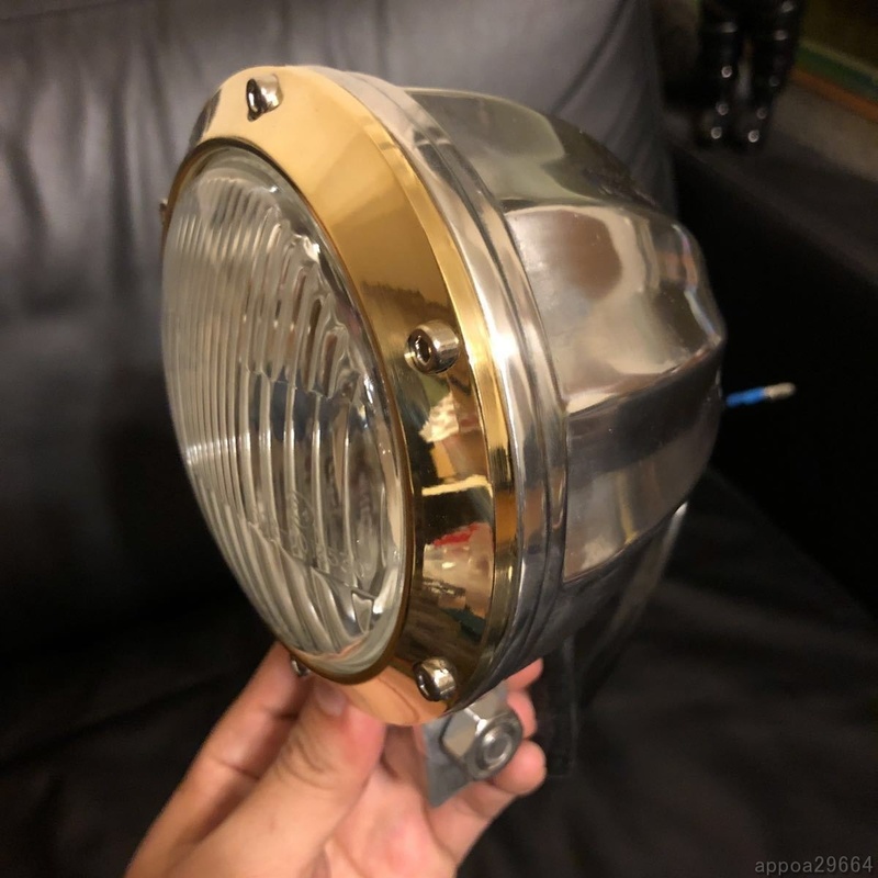 ♪激レア ブラス×アルミ鋳造 3.5インチ ビンテージヘッドライト ガラスレンズ ハーレー パンナックルショベル ブラス フランダース 真鍮