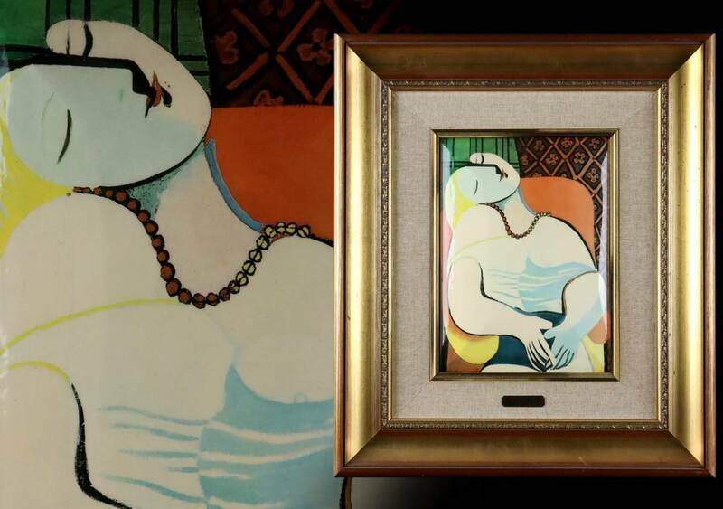 パブロ・ピカソ Picasso 陶板画 「夢見る女」 飾額 20世紀美術巨匠 [H63.よ]