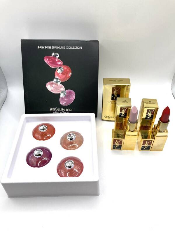 【7979】Yves Saint Laurent イヴ・サンローラン 香水 BABY DOLL SPARKLING COLLECTION 7.5ml×4点、口紅 FARDS A LEVRES 19/75 4g×2本