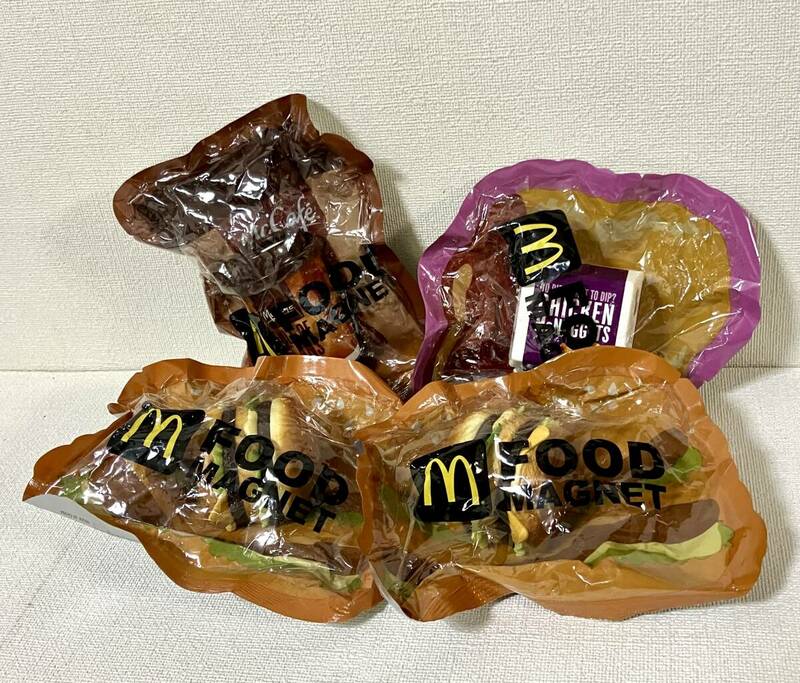 【未開封】マクドナルドフード マグネット 4個 ビッグマック/ホットコーヒー/チキンナゲット