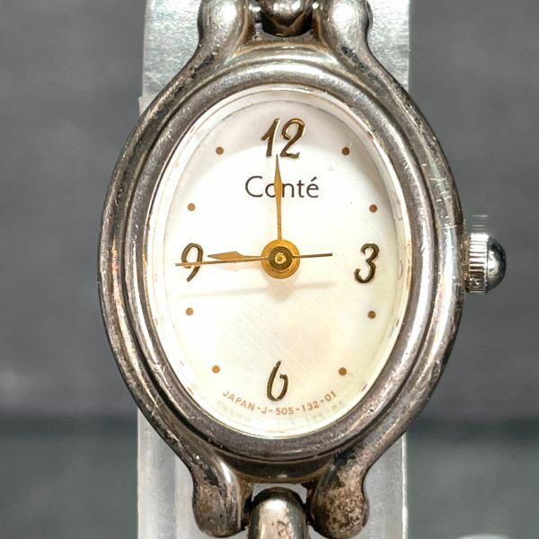 RICOH リコー Conte J-505-132-01 腕時計 アナログ クオーツ ３針 シェル文字盤 シルバー メタルベルト 楕円形 ステンレススチール