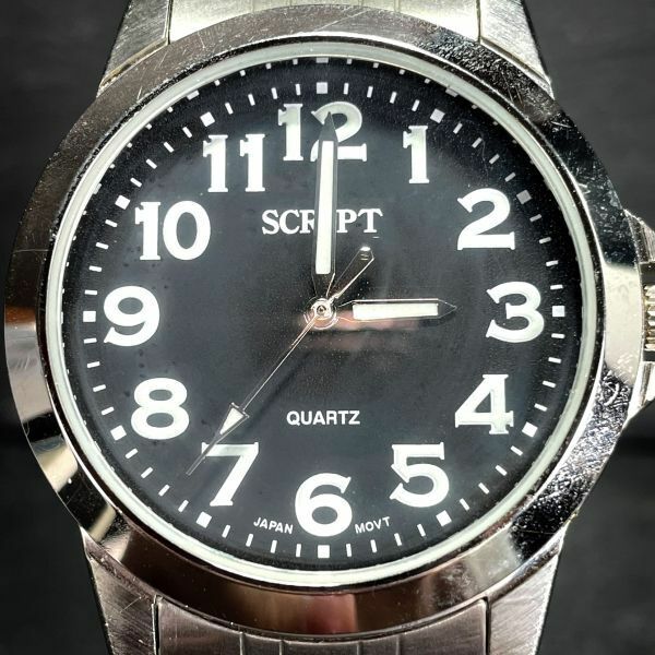 SUNFLAME サンフレイム 腕時計 アナログ クオーツ 3針 ブラック文字盤 シルバー メンズ ステンレススチール 電池交換済み 動作確認済み