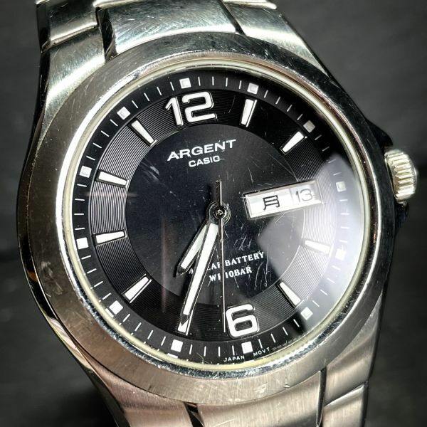 CASIO カシオ ARGENT エージェント ARG-115 腕時計 アナログ クオーツ ブラック文字盤 カレンダー 3針 新品電池交換済み 動作確認済み