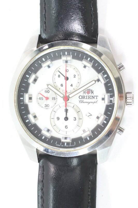 ORIENT オリエント TT0U-C0-B クロノグラフ クォーツ デイト メンズ 腕時計 白文字盤 5189-N