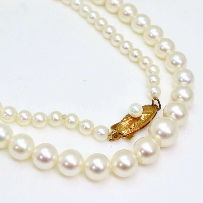 ＊TASAKI(田崎真珠)K18アコヤ本真珠ネックレス＊m◎ 約19.5g 約45.5cm 4.0~8.0mm 大珠 ベビー パール pearl jewelry necklace EA5/EB5