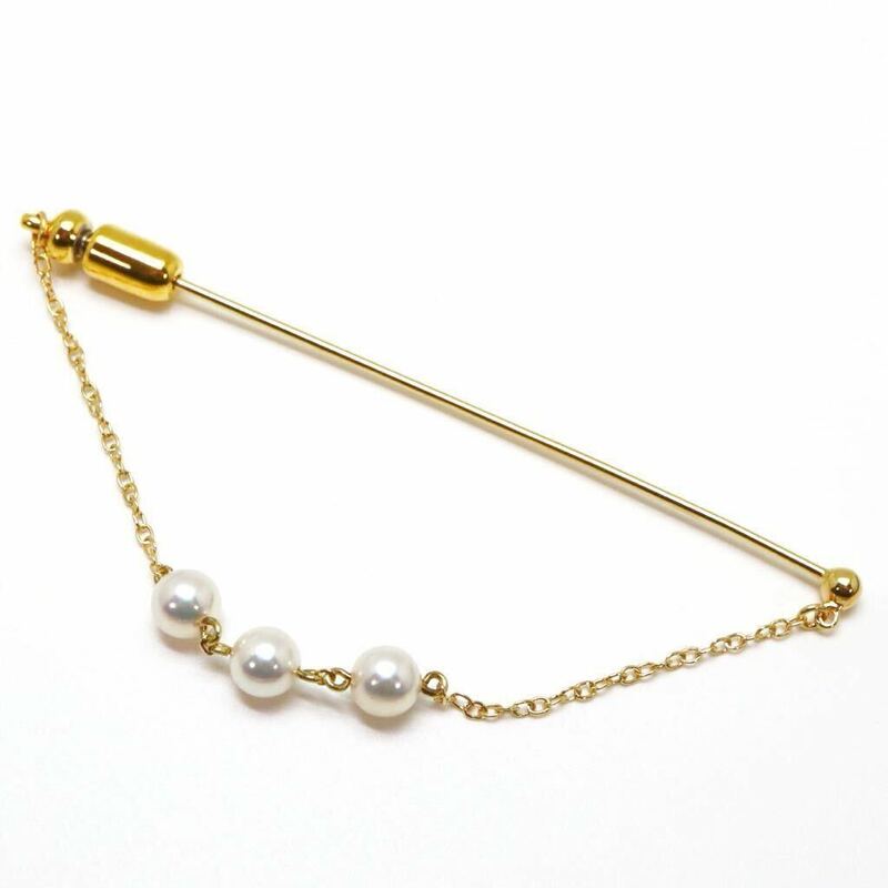 テリ良し!!＊MIKIMOTO(ミキモト)K18アコヤ本真珠ベビーパールブローチ＊m 約2.6g pearl accessory broach jewelry EB0/EB2