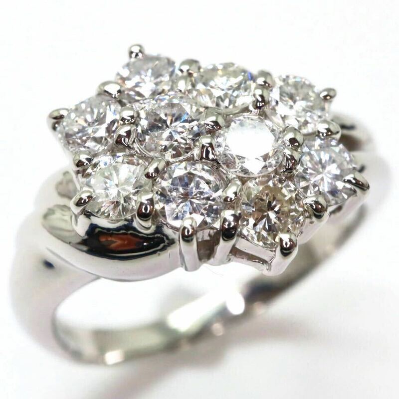 1.00ct up!!良品!!＊JEWELRY MAKI(ジュエリーマキ) Pt850天然ダイヤモンドリング＊m 約5.7g 11.0号 1.05ct diamond ring 指輪 ED6/ED9