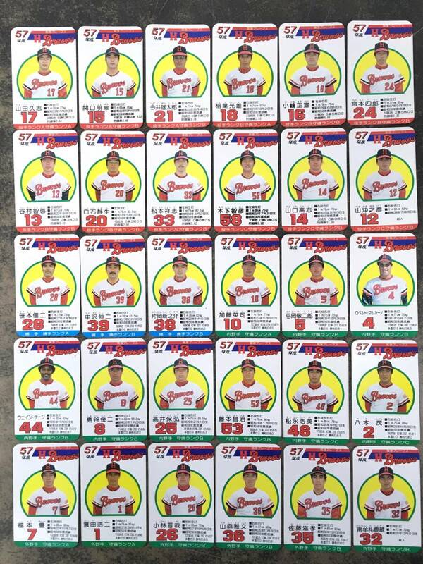 ☆旧タカラ プロ野球ゲーム 選手カード 阪急ブレーブス 昭和57年度版 全30枚 ケース付き♪