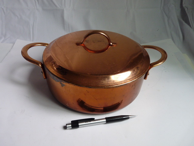 銅製両手鍋 銅鍋 ◆φ22.5 H.8cm
