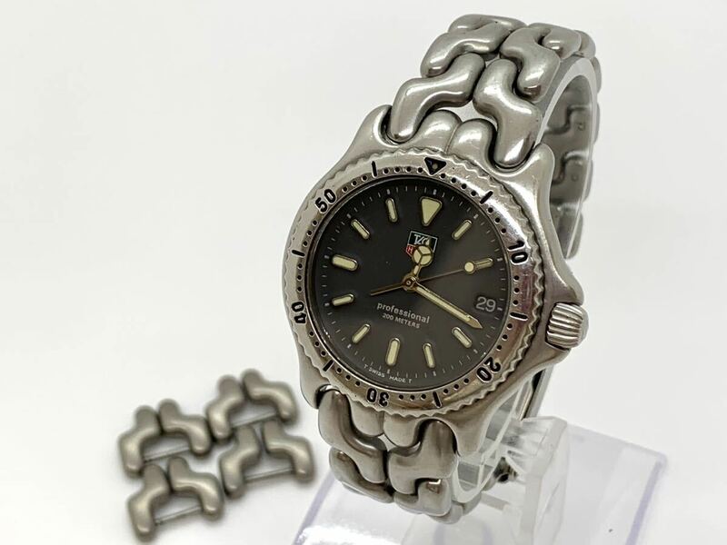 (OH1123)タグホイヤー TAG HEUER セル デイト S99.213M クォーツ 腕時計 余りコマ×4個 メンズ ボーイズ ステンレス