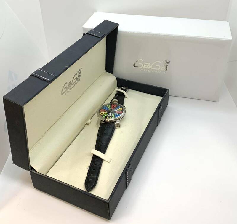 (OH1201) GaGa MILANO/ガガミラノ　5010.02S 手巻き 腕時計 レインボー 箱付き　稼働品