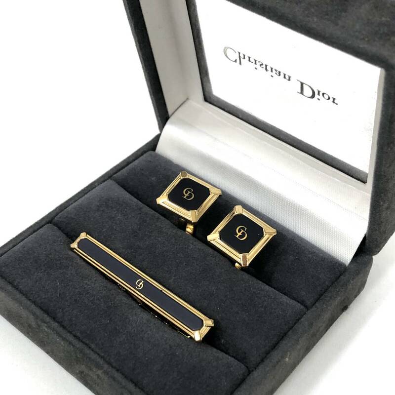 (OT2923) Christian Dior クリスチャンディオール カフス タイピン セット ゴールドカラー ブランド 箱付
