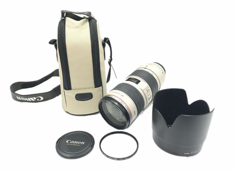 (V2159) Canon キヤノン ZOOM LENS EF 70-200mm 1:2.8 L IS USM ULTRASONIC レンズ フード ET-86 ケース付き