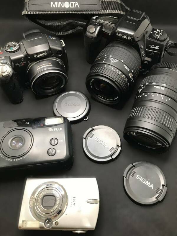 (SH)デジカメ カメラ 大量 売切 CANON キヤノン FUJI MINOLTA ミノルタ デジタルカメラ フィルム レンズ パワーショット IXY ジャンク