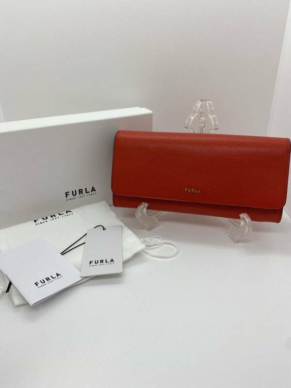 (I720a) 美品 FURLA フルラ BABYLON バビロン レディース 長財布　レッド系