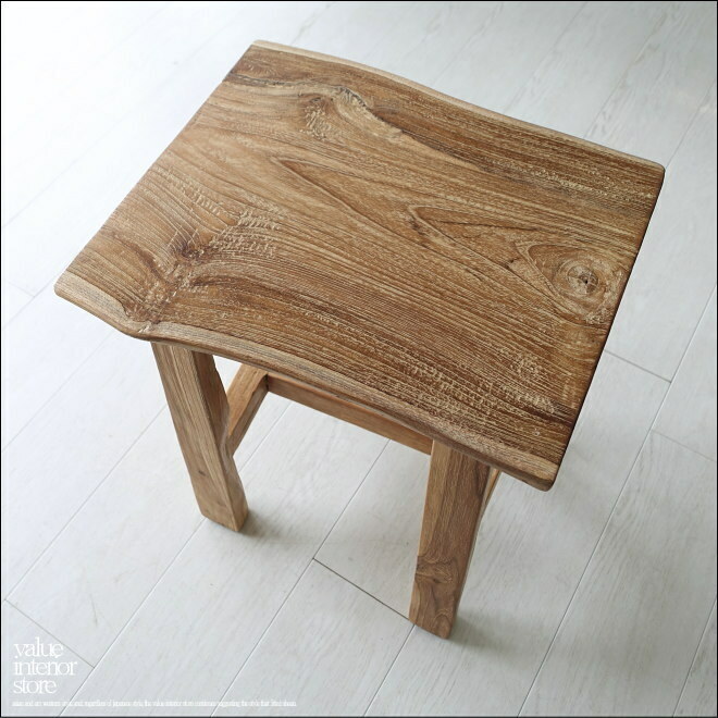 オールドチーク無垢材 スツールSqu/N02 椅子 イス 古材スツール ナチュラル カフェチェア ナチュラル 無垢材家具