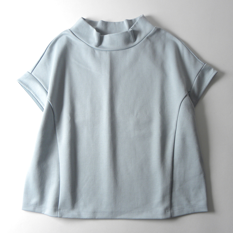 ハルメク halmek ゆったりなのに美シルエット スタンドネック フォルムTシャツ ストレッチ 着やせ効果 洗える 日本製 l0508-17
