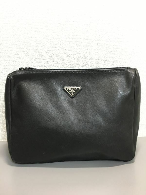 PRADA プラダ レザー クラッチバッグ セカンドバッグ ブラック