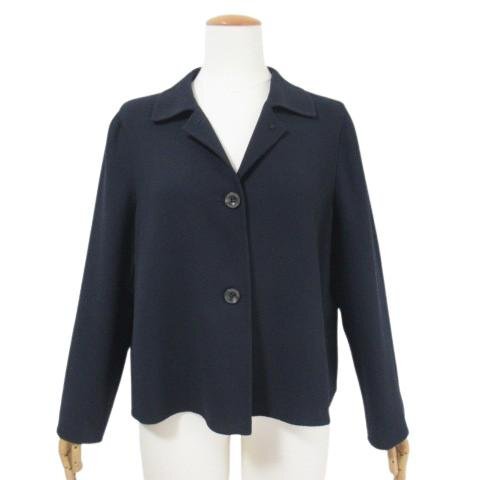 ☆美品 レリアン プラスハウス 定価27.5万 ショートジャケット ネイビー 13+ 大きいサイズ イタリア製 MANIGLIA マニーリア 1301572 ◆T5