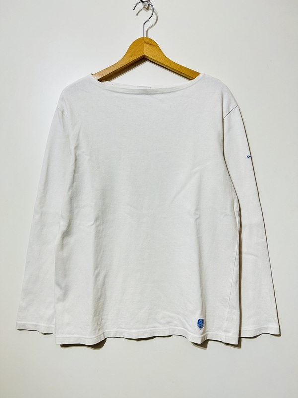 フランス製 ORCIVAL オーシバル バスクシャツ 長袖 プルオーバー ロングトップス 4 白 ホワイト 無地 シンプル コットン 