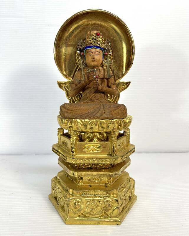 仏像 仏教美術 置物 大日如来坐像 仏像 木彫り　本体けやき材