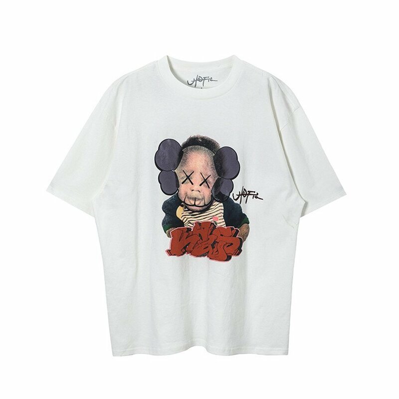 Travis Scott x KAWS★Utopia I 半袖Tシャツ カットソー Tシャツ ホワイト 男女兼用 ユニセックス トップス Lサイズ