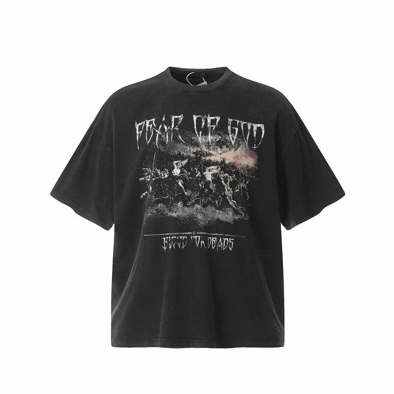 FEAR OF GOD フィアオブゴッド 半袖 プリント Tシャツ 暗黒系 ユニセックス ヴィンテージ トップス ファッション Lサイズ